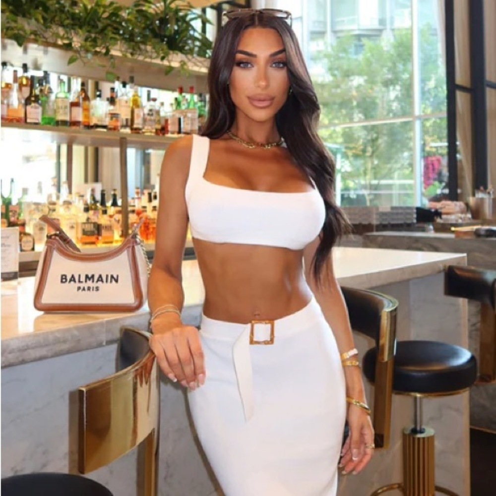 NWT fashion nova Elegant White Women's bodycon maxi Skirt set - Picture 7 of 7